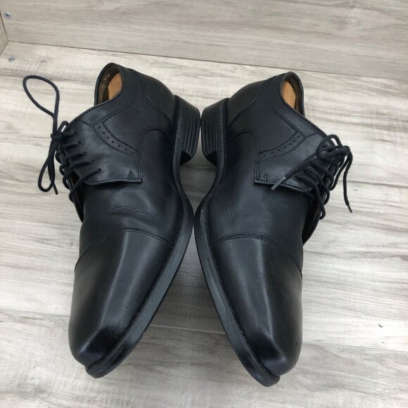 Johnston & Murphy Dress Shoes Mens 9.5XW Black Leather Cap Toe Derby Oxfords